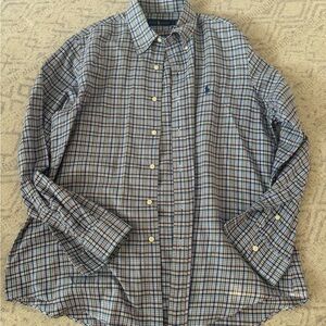 Ralph Lauren Blue and White Plaid Button Down Shirt